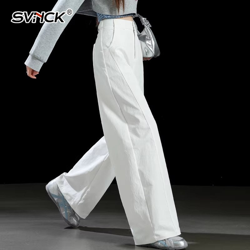 白色休闲长裤女款新款老钱风高腰宽松直筒阔腿裤显瘦百搭裤子,淘宝优惠券,粉丝福利购,淘宝优惠卷