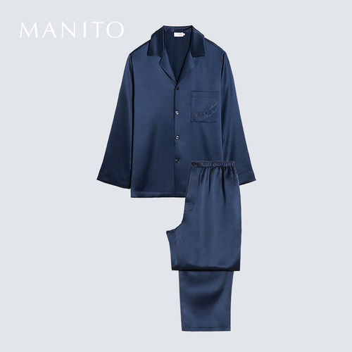 MANITO/曼尼陀Remington 男士刺绣睡衣套装简约家居服 - 图1