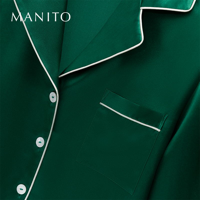 MANITO/曼尼陀Authentic真丝短袖短裤套装桑蚕丝家居服春夏季