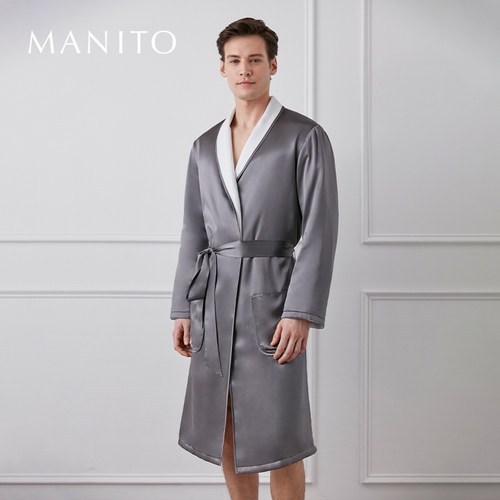 MANITO/曼尼陀Silk Terry男士真丝睡袍款桑蚕丝家居服 - 图1