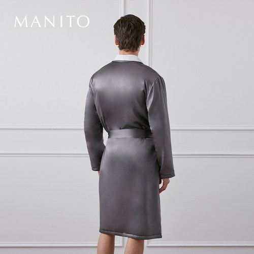 MANITO/曼尼陀Silk Terry男士真丝睡袍款桑蚕丝家居服 - 图2
