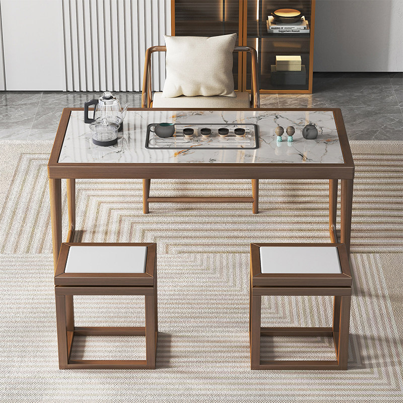 北美白蜡木实木茶桌椅组合岩板阳台茶桌现代简约家用新中式小茶台,淘宝优惠券,粉丝福利购,淘宝优惠卷