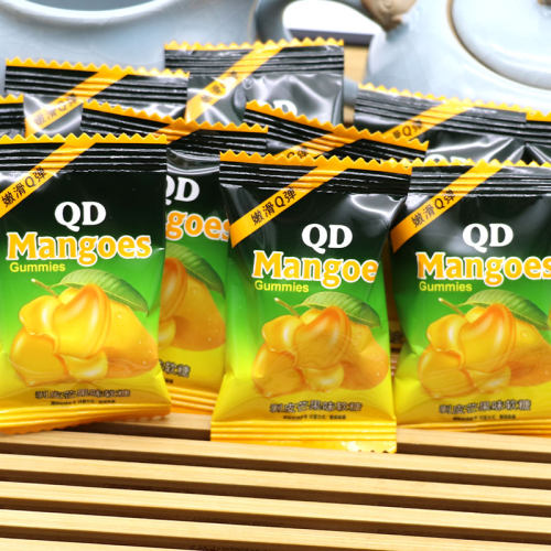汇福园芒果味果汁软糖500g1斤/70颗结婚喜糖水果休闲零食剥皮糖果 - 图2