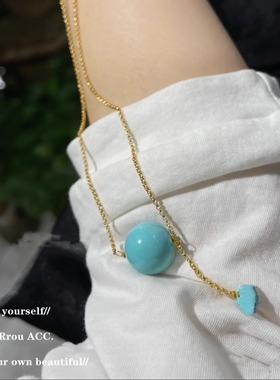 新中式国风天然绿松石单珠项链女款2025新款轻奢小众高级感吊坠