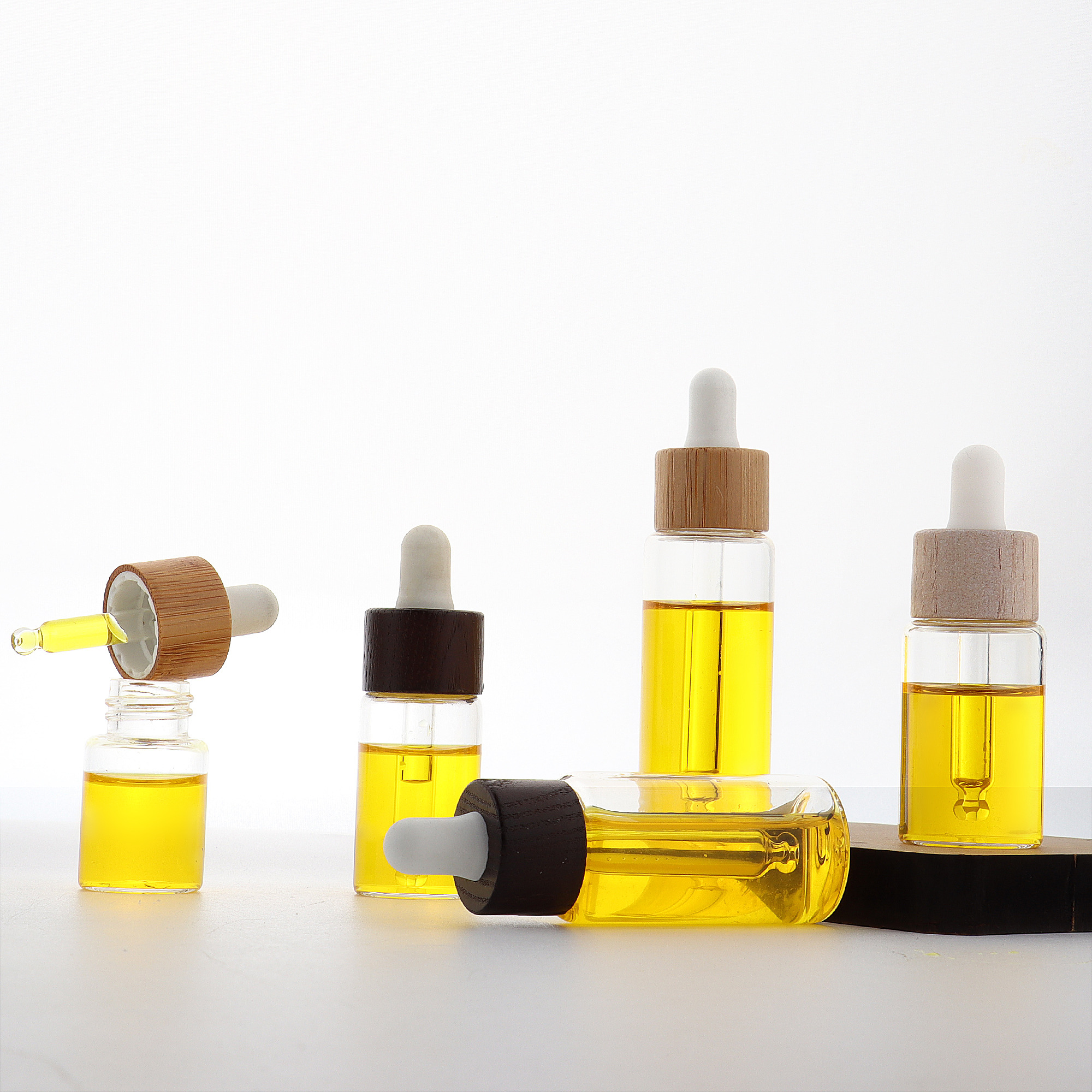 HOPECK竹木胶帽滴管盖透管制玻璃瓶20牙10-30ml精油分装瓶精油瓶 - 图1