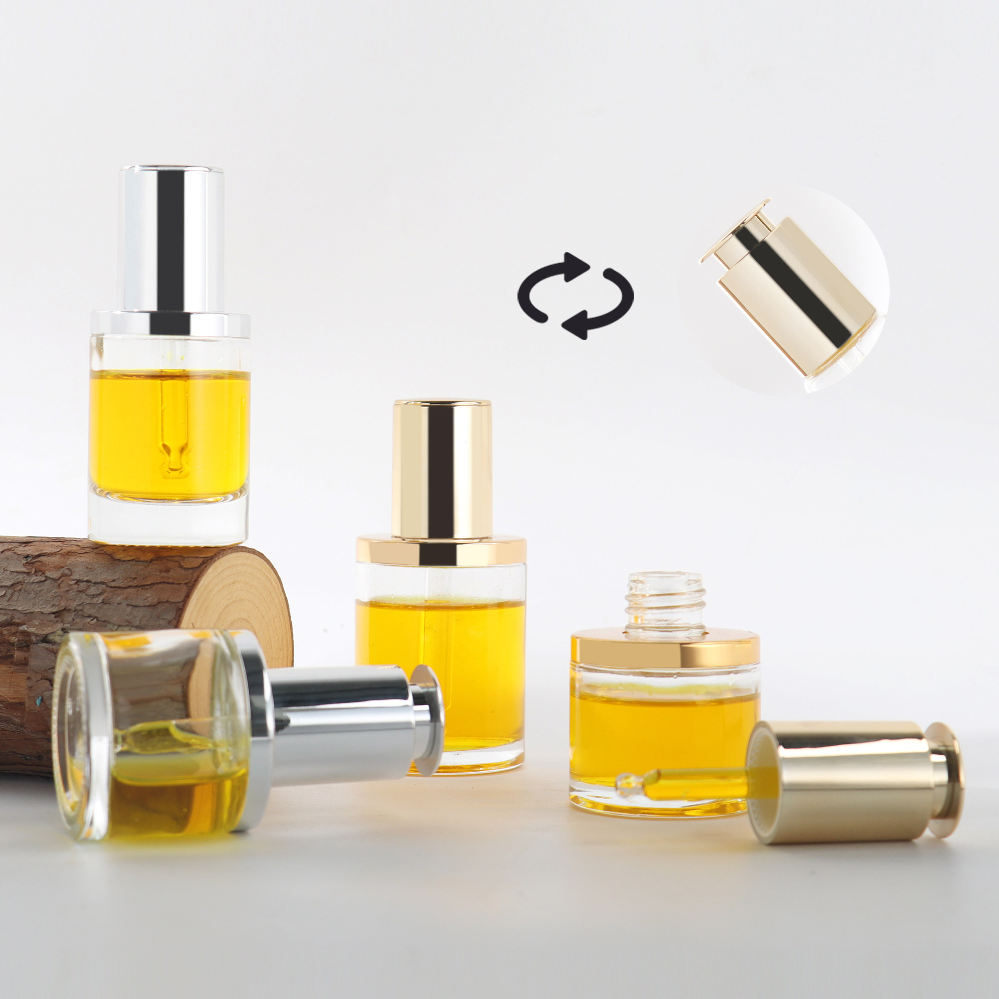 HOPECK电镀金银旋压滴管盖透明蒙砂模制玻璃瓶30-50ml20牙精油瓶,淘宝优惠券,粉丝福利购,淘宝优惠卷