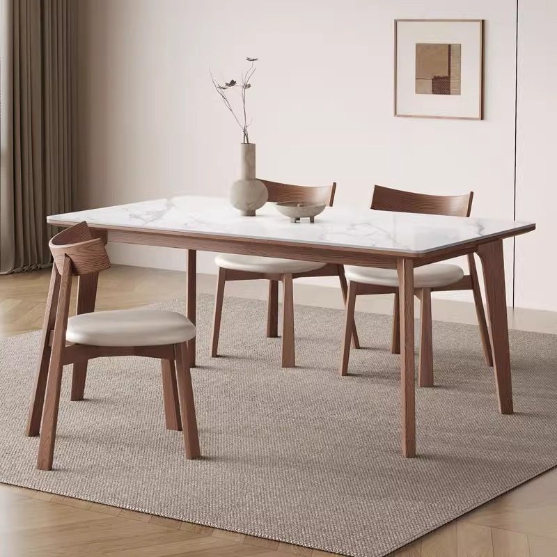 岩板餐桌椅组合家用小户型长方形全托底板实木餐桌26款胡桃色餐桌,淘宝优惠券,粉丝福利购,淘宝优惠卷