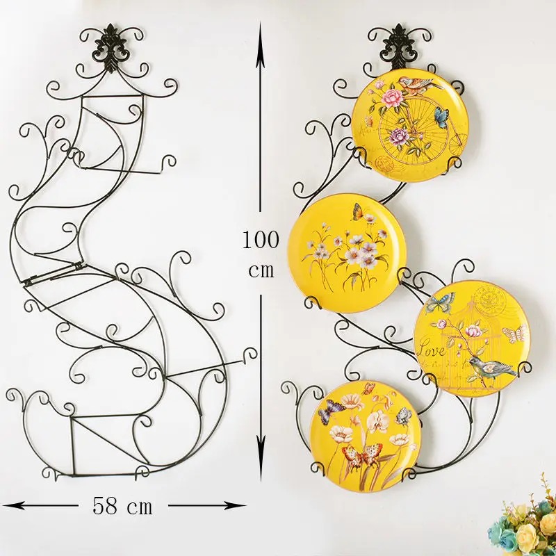 创意挂盘铁艺架挂架墙壁装饰架欧式盘子支架展示铁艺架挂盘铁架子 - 图1