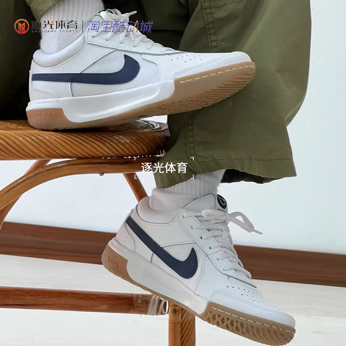Nike耐克Zoom Court Lite3低帮运动休闲网球鞋男款白蓝DV3258-102 - 图0