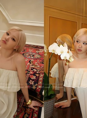 rose朴彩英同款金色宽手镯亮面高级大女主气质冷淡风手环现货