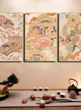 日式挂画禅意浮世绘装饰画寿司店居酒屋榻榻米墙面和风花纹壁画