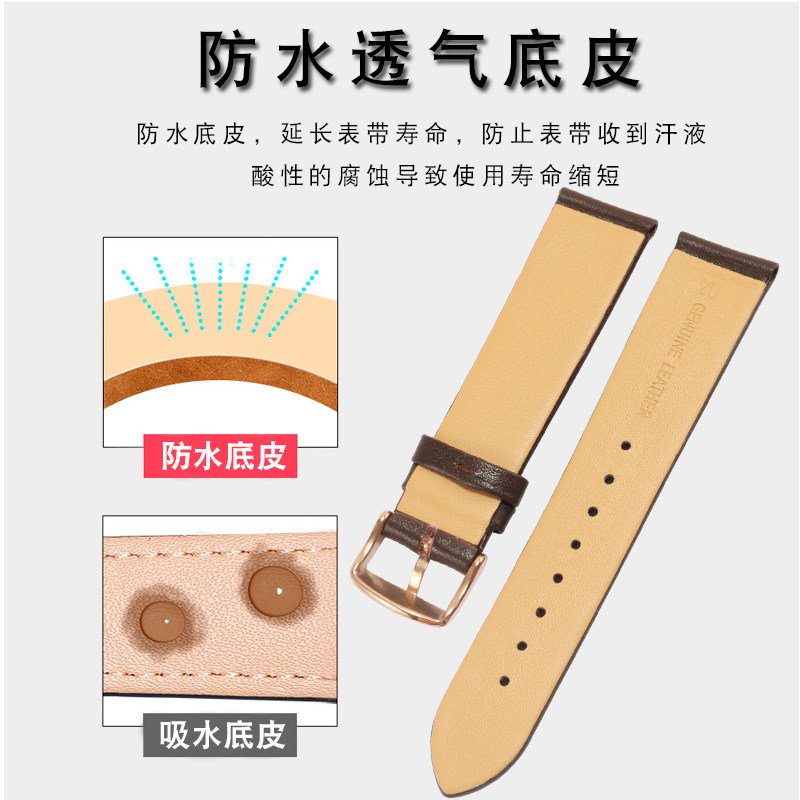超薄款真皮dw欧米茄罗西尼柔软表带 恩玺配件