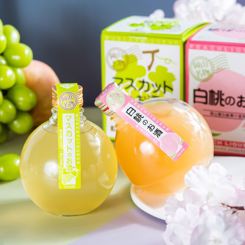 一颗大甜葡萄日本冈山名物麝香葡萄酒先锋葡萄酒白桃酒礼盒赠酒杯
