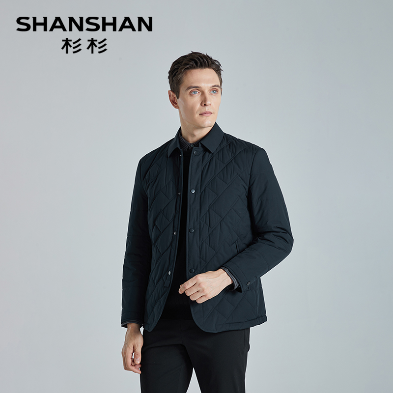 【压线锁棉】SHANSHAN杉杉休闲棉服外套男冬季新款商务修身格棉衣