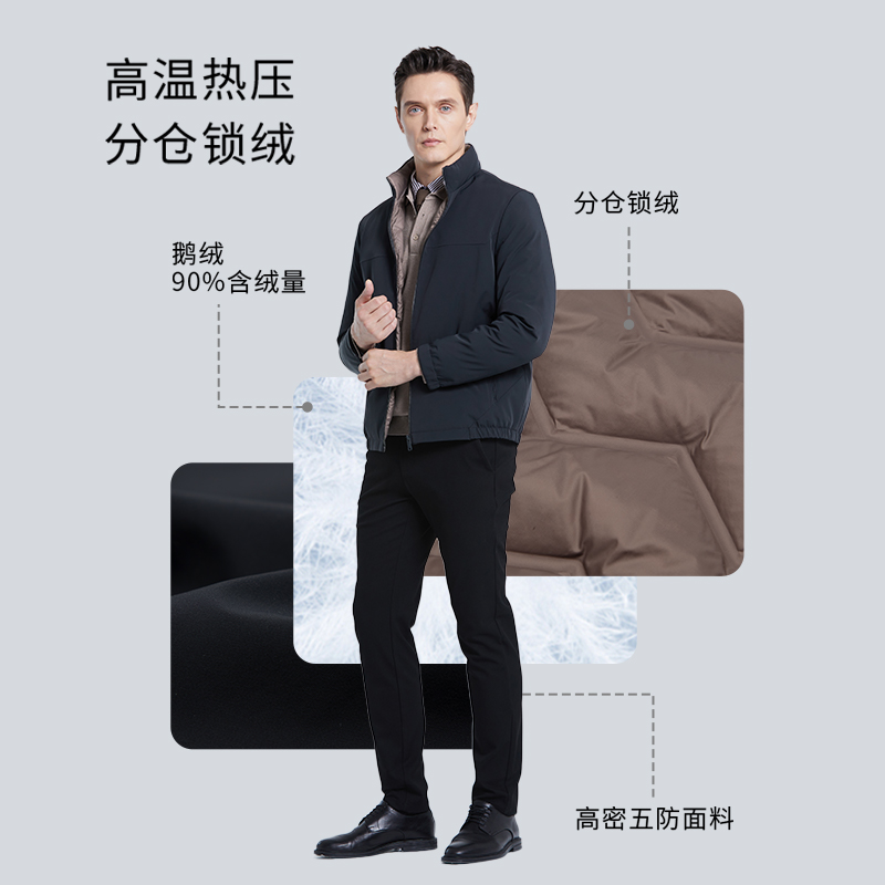 杉杉羽绒服男款商务休闲鹅绒服冬季2024新款轻薄羽绒外套男士爸爸