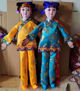 男女童童花姐金童玉女绸缎娃娃布衣手工棉花成品填充厂家人偶