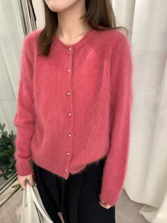 Full wool brushed 2026 spring new korean style loose and slim round neck gold button sweater cardigan women's sweater top