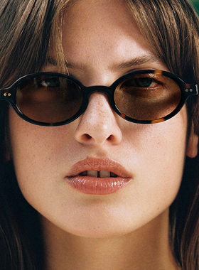 欧美复古小框椭圆形米钉太阳眼镜