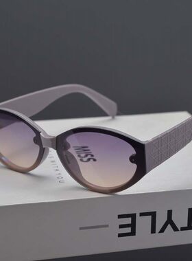 欧美复古朋克风猫眼墨镜女潮圆脸高级感护目防紫外线痞帅太阳眼镜