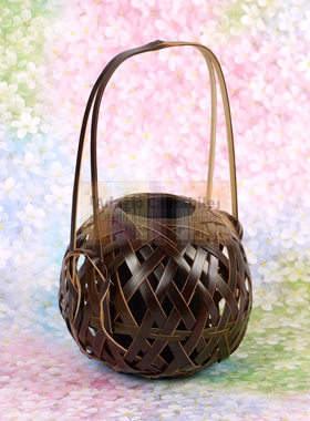 日本竹编手工手作花器篮子花瓶