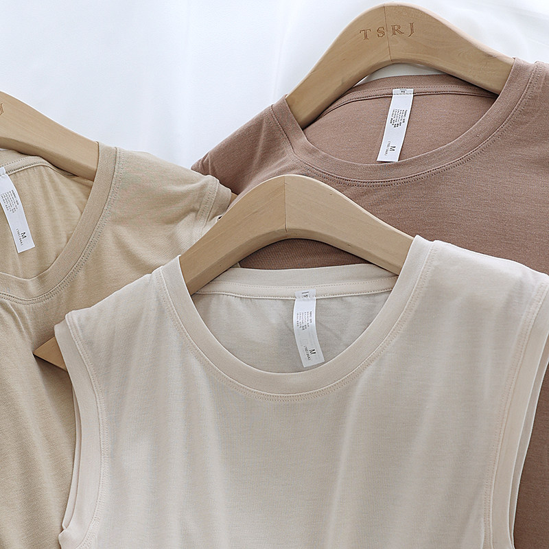 美拉德叠穿简约圆领打底背心羊毛蚕丝混纺秋冬发热腈纶保暖上衣女,淘宝优惠券,粉丝福利购,淘宝优惠卷