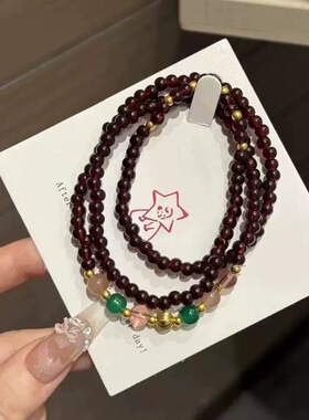 中式古风墨珠貔貅手串黑曜串珠复古感八方来财情侣手链生日礼物