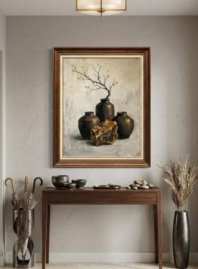 独家首发纯手绘 澄明·破息 玄关油画：极简素构图客厅装饰画N330