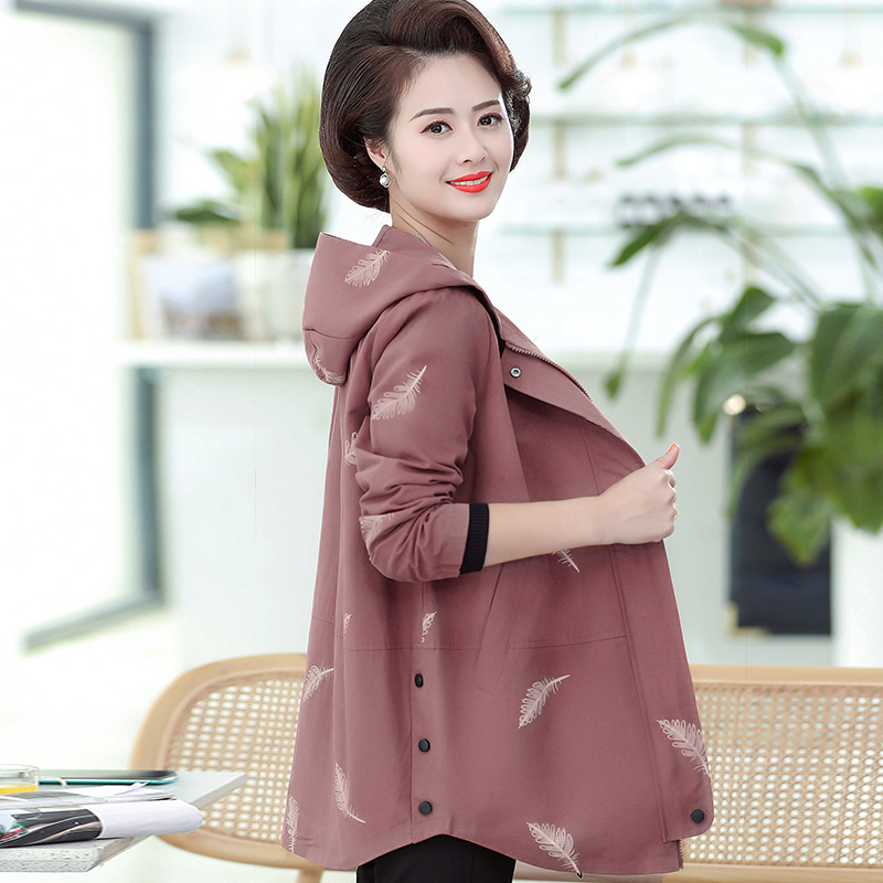 歌芳妮女装旗舰店中老年女装夹克加肥加大码外套秋装中年妈妈装大码时尚休闲风衣3