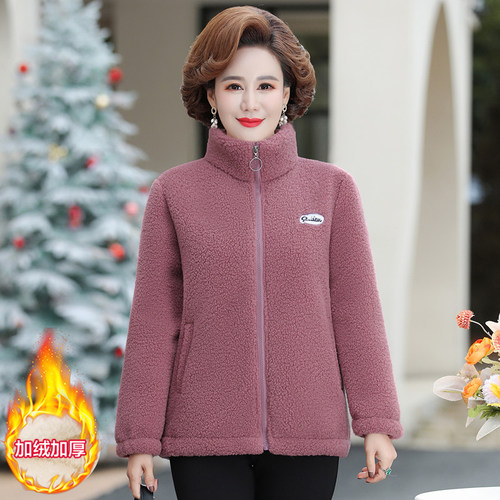 中年妈妈颗粒绒棉衣加绒加厚外套女中老年女装2025新款棉服秋冬装 - 图0