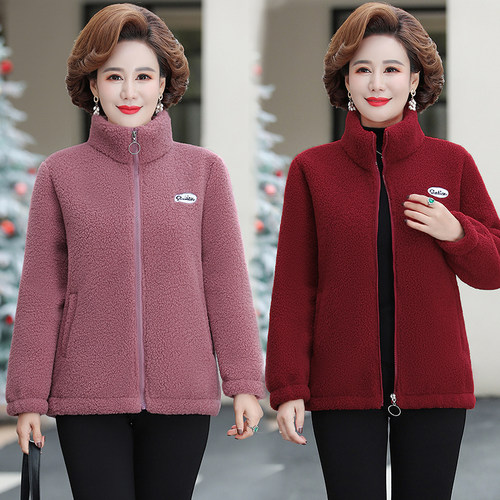 中年妈妈颗粒绒棉衣加绒加厚外套女中老年女装2025新款棉服秋冬装 - 图2