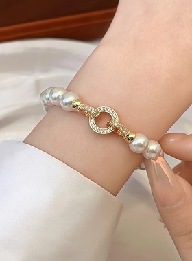 8mm施家大珍珠手链正圆强光媲美akoya质感美国