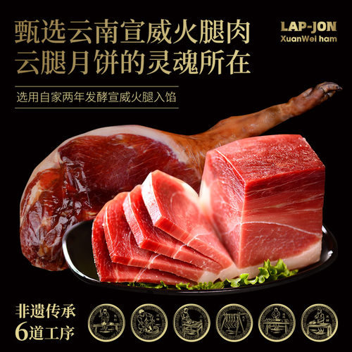 老浦家宣威火腿月饼黑猪火腿饼礼盒中秋节云腿饼蛋糕皮云南特产 - 图1
