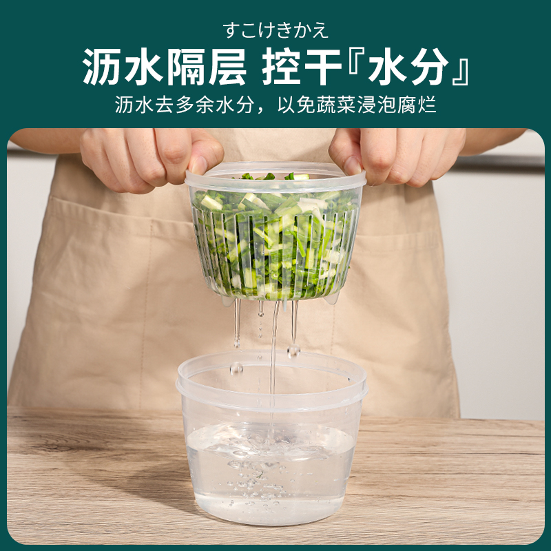 冰箱厨房葱姜蒜收纳盒食品级冰箱密封备菜盒可沥水带盖葱花保鲜盒