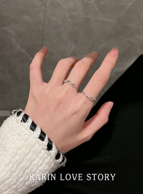 KARIN卡琳 终身伴侣对戒情侣款纯银999足银戒指原创轻奢小众设计