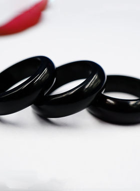 男女款水牛角纯黑色戒指跑环