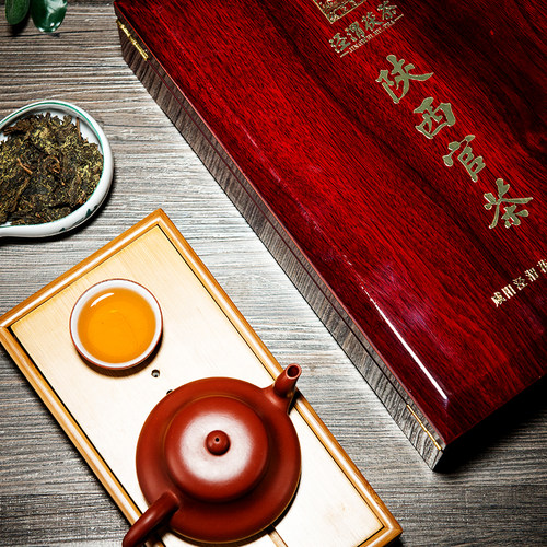 【陕西官茶】泾渭茯茶 黑茶 陕西泾阳金花易泡茯砖茶礼盒装1千克 - 图1