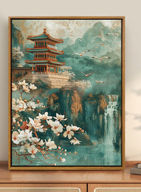 木质拼图古风国潮一千片高级感成人版挂墙画高颜值治愈系平图裱框