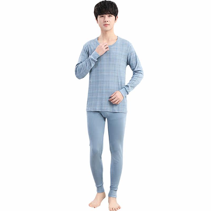 北极绒男套装纯棉青少年全棉内衣 北极绒伊紫保暖套装