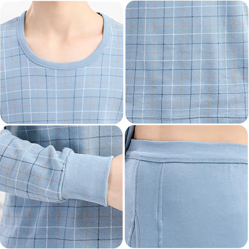 北极绒男套装纯棉青少年全棉内衣 北极绒伊紫保暖套装