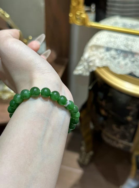 碧玉手串碧玉8mm没矿点辣色手串碧玉圆珠手串