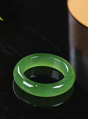 天然和田玉碧玉菠菜绿猫眼戒指18k金镶嵌玉石指环送礼物