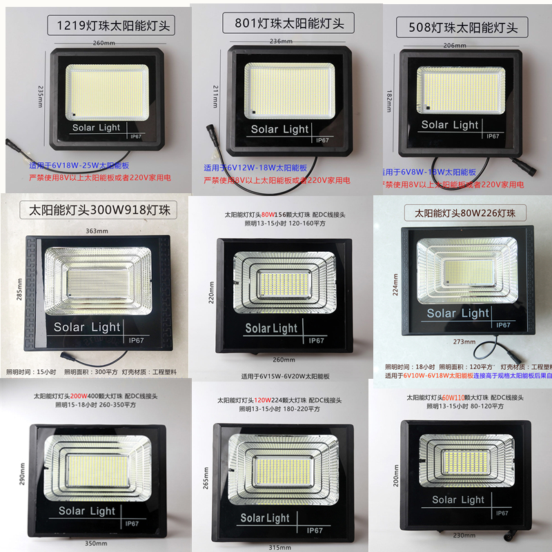 太阳能灯头单卖配件家用户外庭院灯6V投光灯头超亮农村道路大门灯-图1