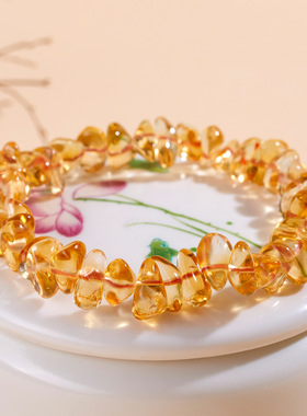 批发天然黄水晶碎石随形单圈女士手链时尚原创直播热销新爆款手串