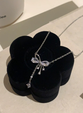 灵动蝶梦闪锆蝴蝶结项链女轻奢高级感颈链choker小众锁骨链配饰