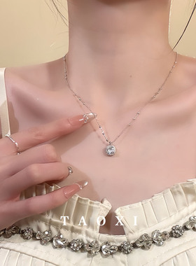百搭绝美闪锆方糖钛钢项链女轻奢高级感锁骨链choker颈链气质配饰