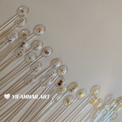 YIFANNAIL【中古风】复古螺纹圈圈 爱心几何金属美甲饰品S76 - 图0