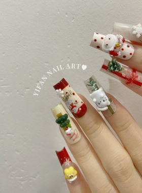 圣诞头套Kitty可爱雪人美甲饰品