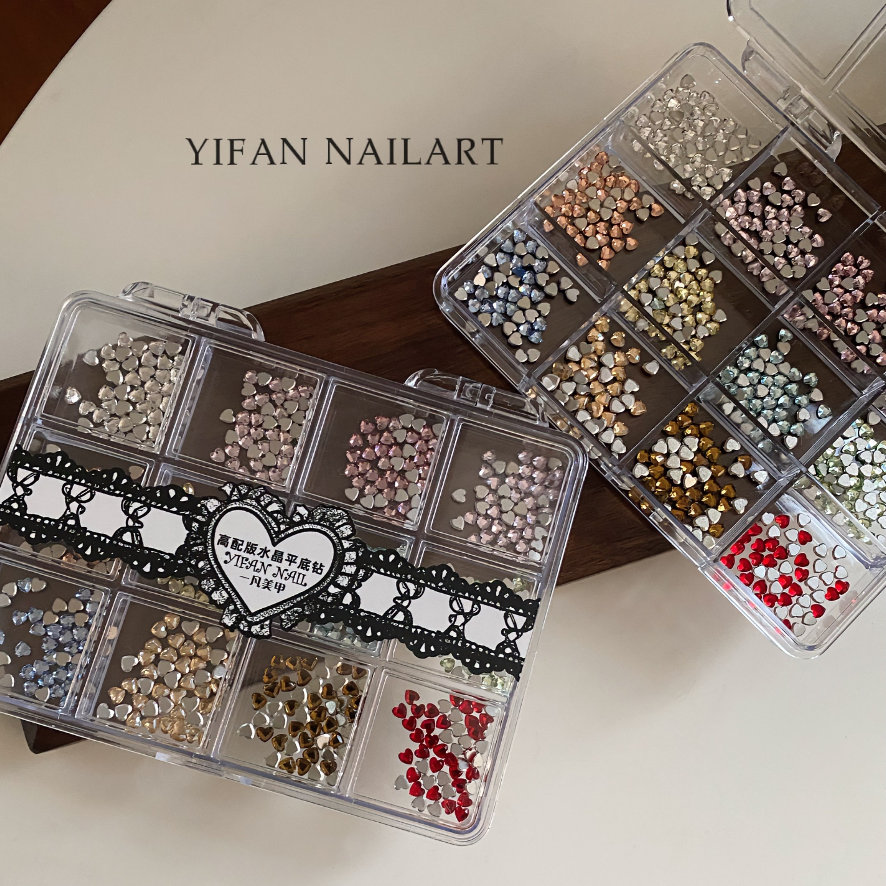 YIFANNAIL 高品 仿华小爱心彩色平底倒边美甲钻 混彩小桃心钻T12,淘宝优惠券,粉丝福利购,淘宝优惠卷