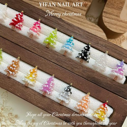 YIFANNAIL【彩色圣诞】DIY手工立体 雪融圣诞树美甲饰品 T1 - 图1