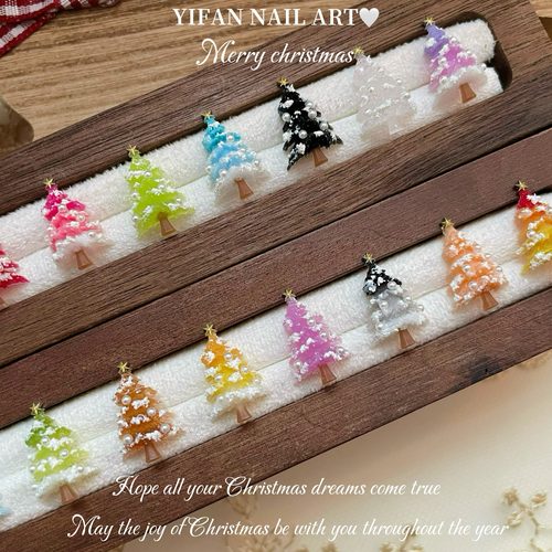 YIFANNAIL【彩色圣诞】DIY手工立体 雪融圣诞树美甲饰品 T1 - 图2
